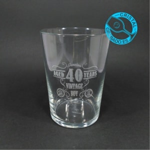 Vaso de sidra grabado con motivo de 40 cumpleaños